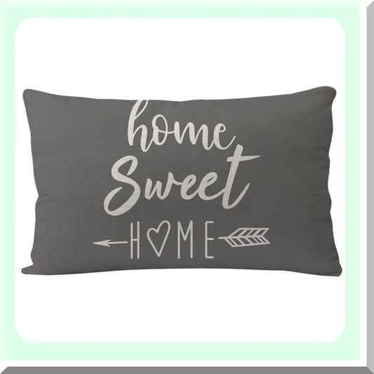 Home Sweet Home Farmhouse Grey Pillow Cover - Rectangular Cushion Cover for Housewarming Gifts - Decorative Pillowcase for New Home Décor 12 x 20
