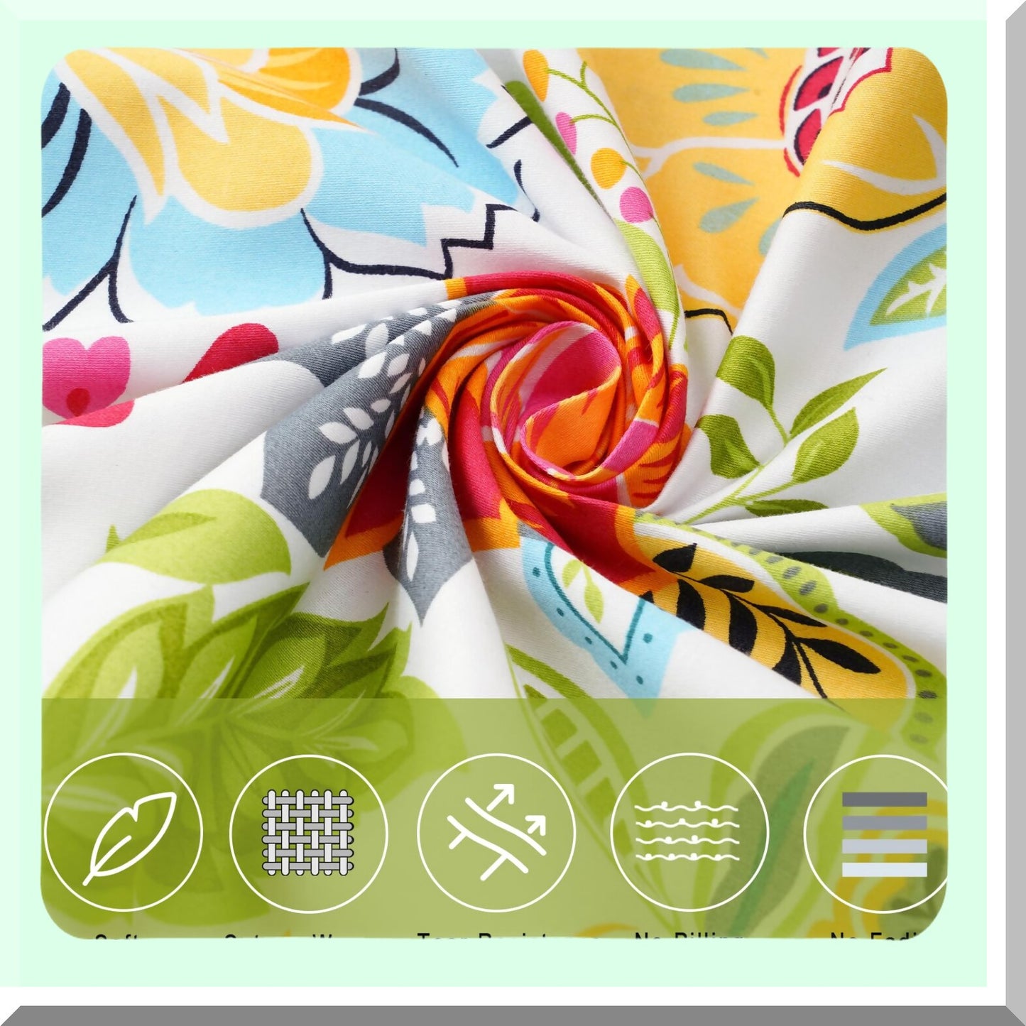 Luxury Floral Sateen Full Size Sheets - 800 Thread Count Cotton - Cooling & Breathable - Colorful Hotel Sheets - 16" Deep Pocket - 4 Piece Set