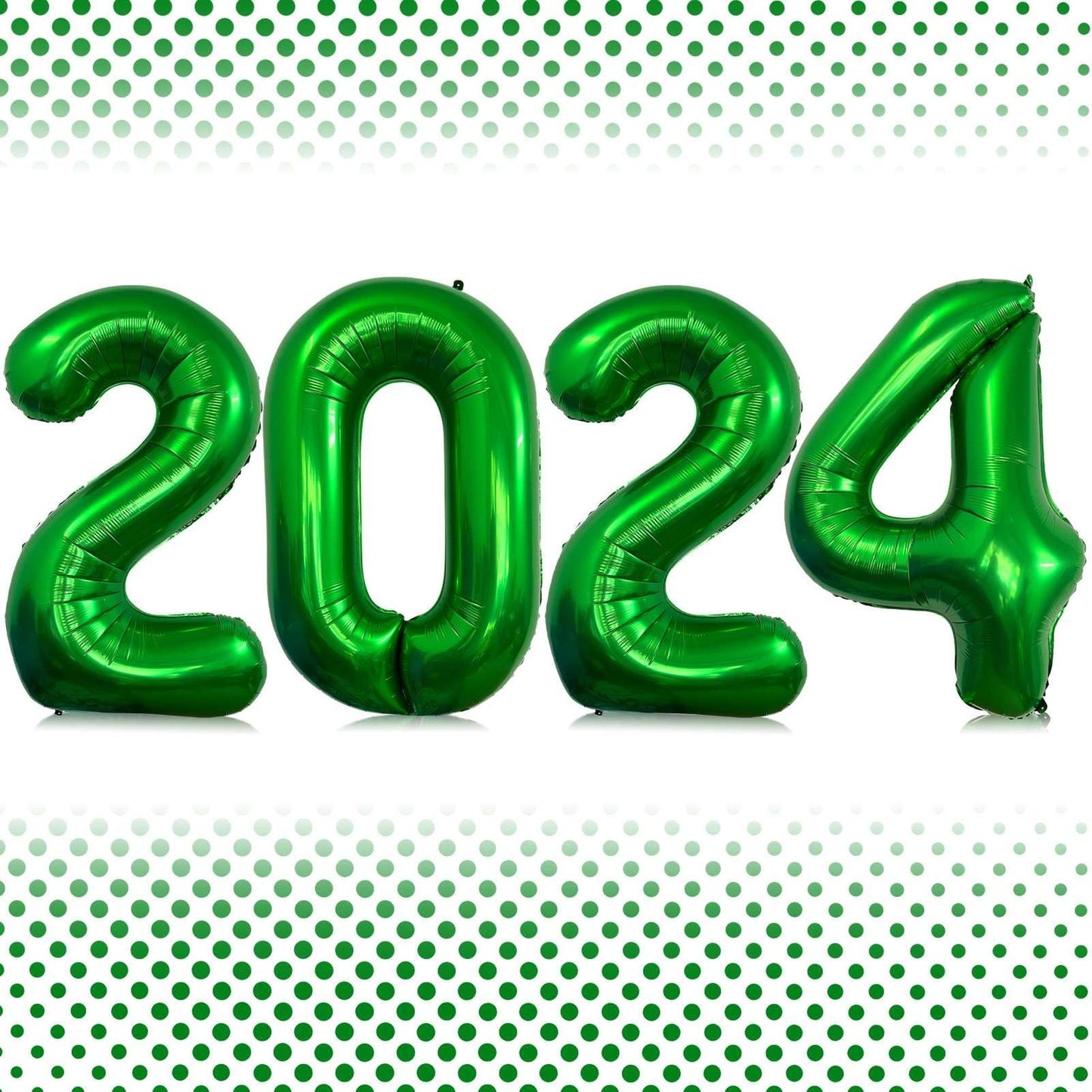 Large 32 Inch Dark Green 2024 Number Balloon for New Year Celebration