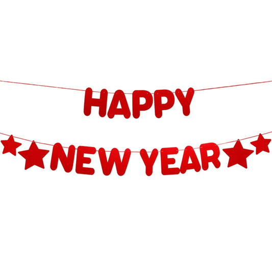 10 Feet Red Happy New Year Banner for 2024 Decorations
