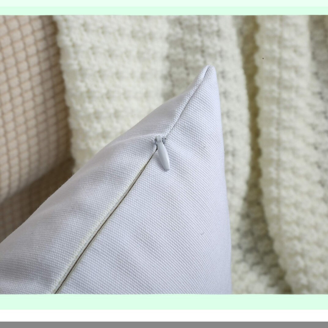 Cotton Canvas White Throw Pillow Shams - Decorative 12x12 Inch Covers - Solid Color Pillowcase - Pack of 1 - Home Decor Accent