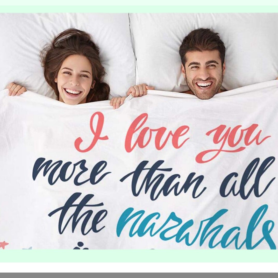 Narwhal Love Cozy Flannel Throw - Soft, Warm, and Decorative Blanket for Baby, Toddler, Dog, or Cat - 30x40 Inch