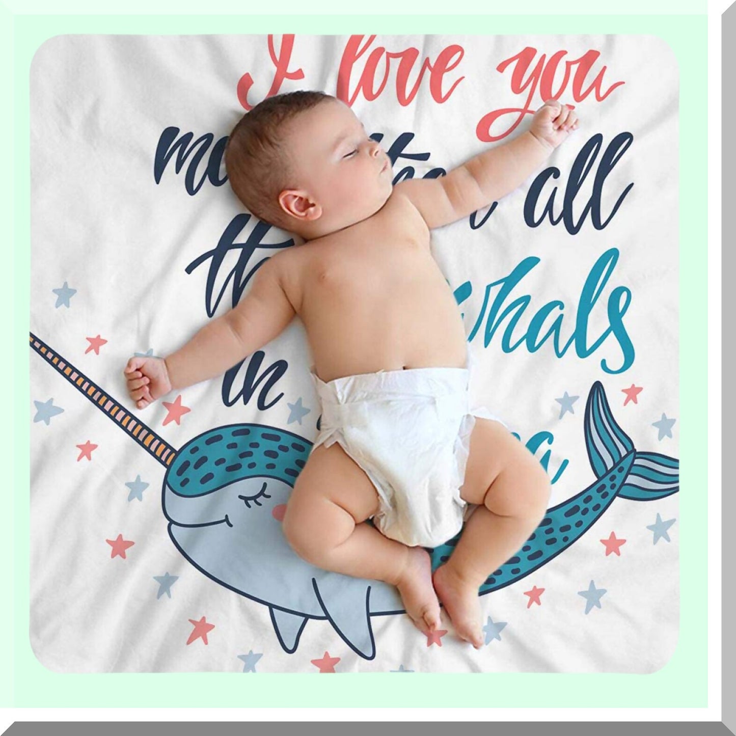 Narwhal Love Cozy Flannel Throw - Soft, Warm, and Decorative Blanket for Baby, Toddler, Dog, or Cat - 30x40 Inch