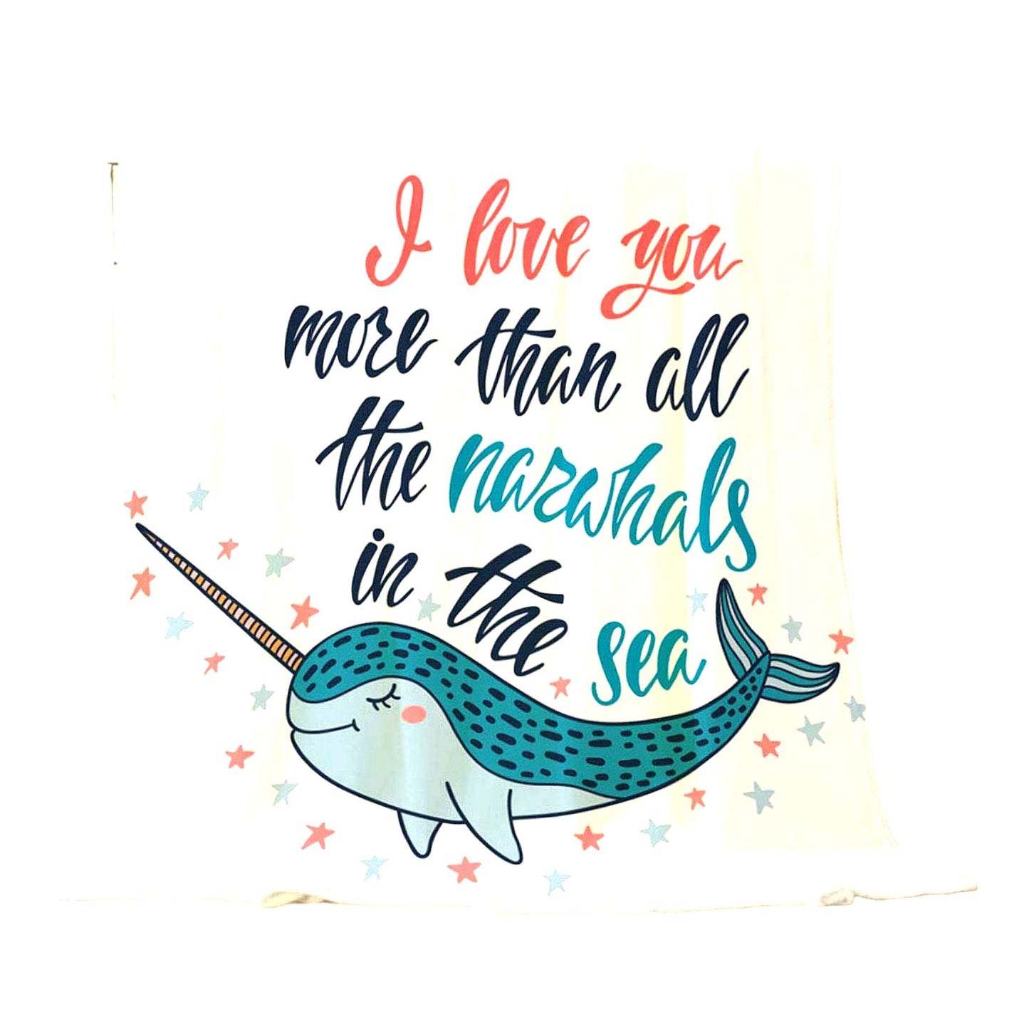 Narwhal Love Cozy Flannel Throw - Soft, Warm, and Decorative Blanket for Baby, Toddler, Dog, or Cat - 30x40 Inch