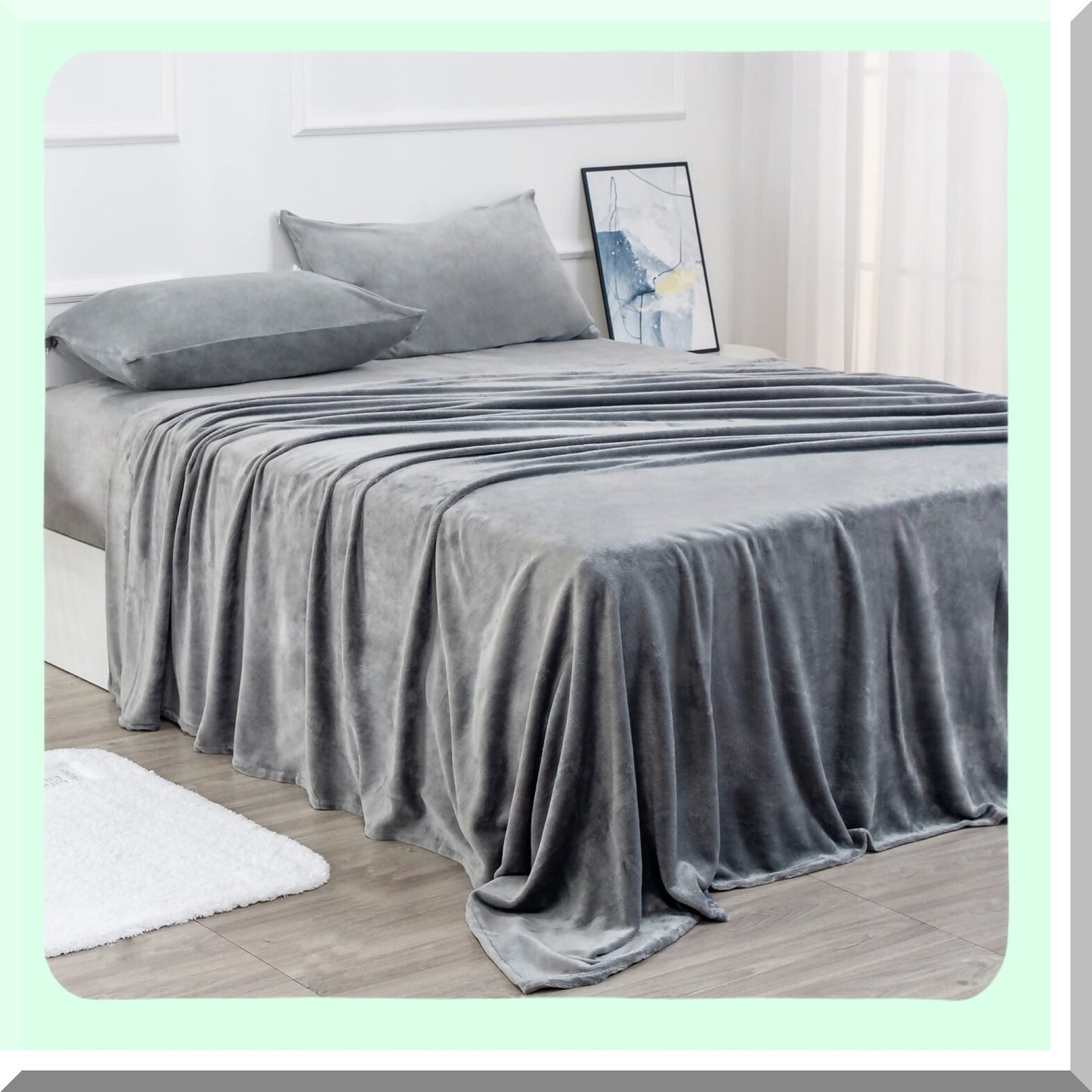 CozyPlush Twin Size Micro Fleece Bedding Set - Extra Soft Velvet Sheets & Pillowcase with Deep Pockets for All Seasons - Grey 3 Piece