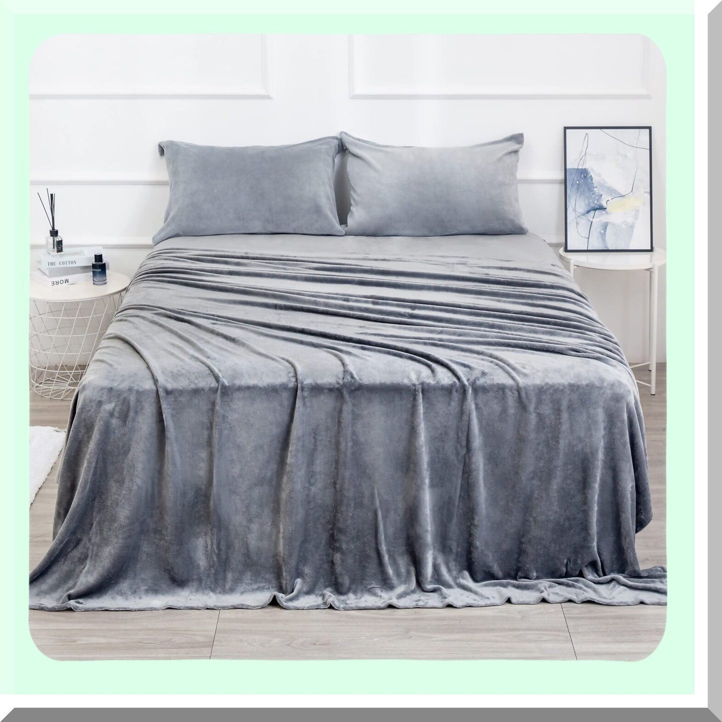 CozyPlush Twin Size Micro Fleece Bedding Set - Extra Soft Velvet Sheets & Pillowcase with Deep Pockets for All Seasons - Grey 3 Piece