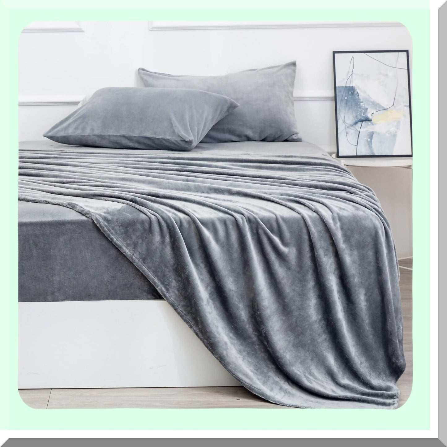 CozyPlush Twin Size Micro Fleece Bedding Set - Extra Soft Velvet Sheets & Pillowcase with Deep Pockets for All Seasons - Grey 3 Piece