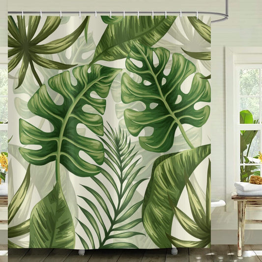 Tropical Leaves Shower Curtain Green 72x72 inch