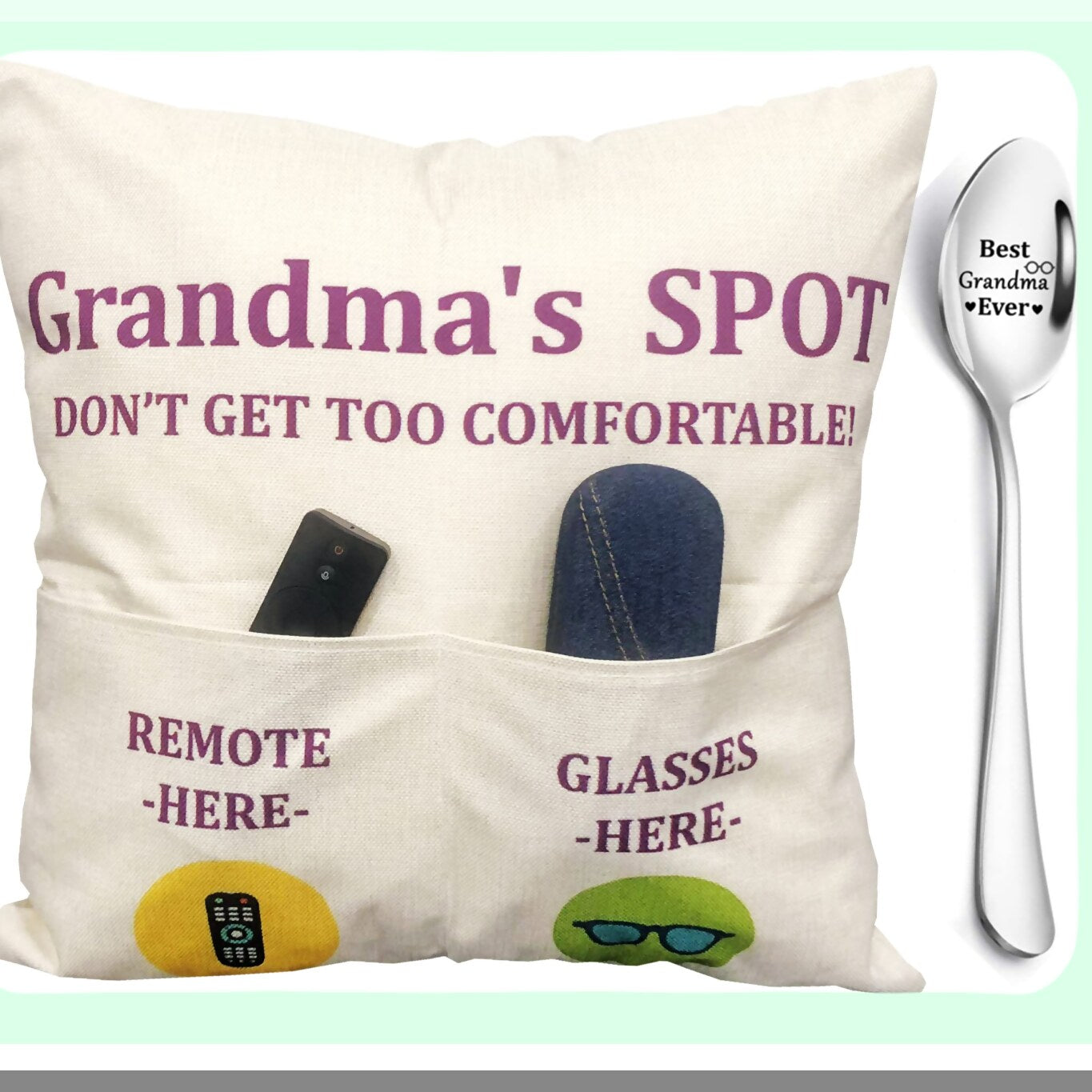 Engraved Family Love Pillow Covers - Set of 2, 18x18 Inch, Birthday & Anniversary Gifts for Grandma, Mom, Gigi, Nana, Mimi - Thanksgiving Special