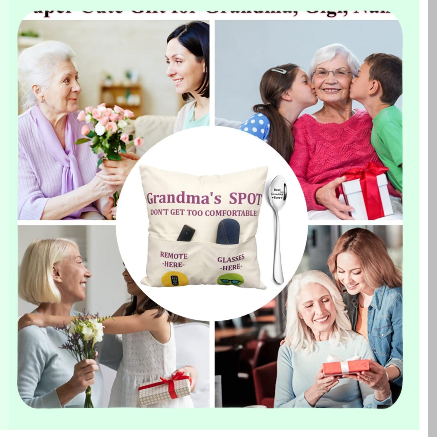 Engraved Family Love Pillow Covers - Set of 2, 18x18 Inch, Birthday & Anniversary Gifts for Grandma, Mom, Gigi, Nana, Mimi - Thanksgiving Special