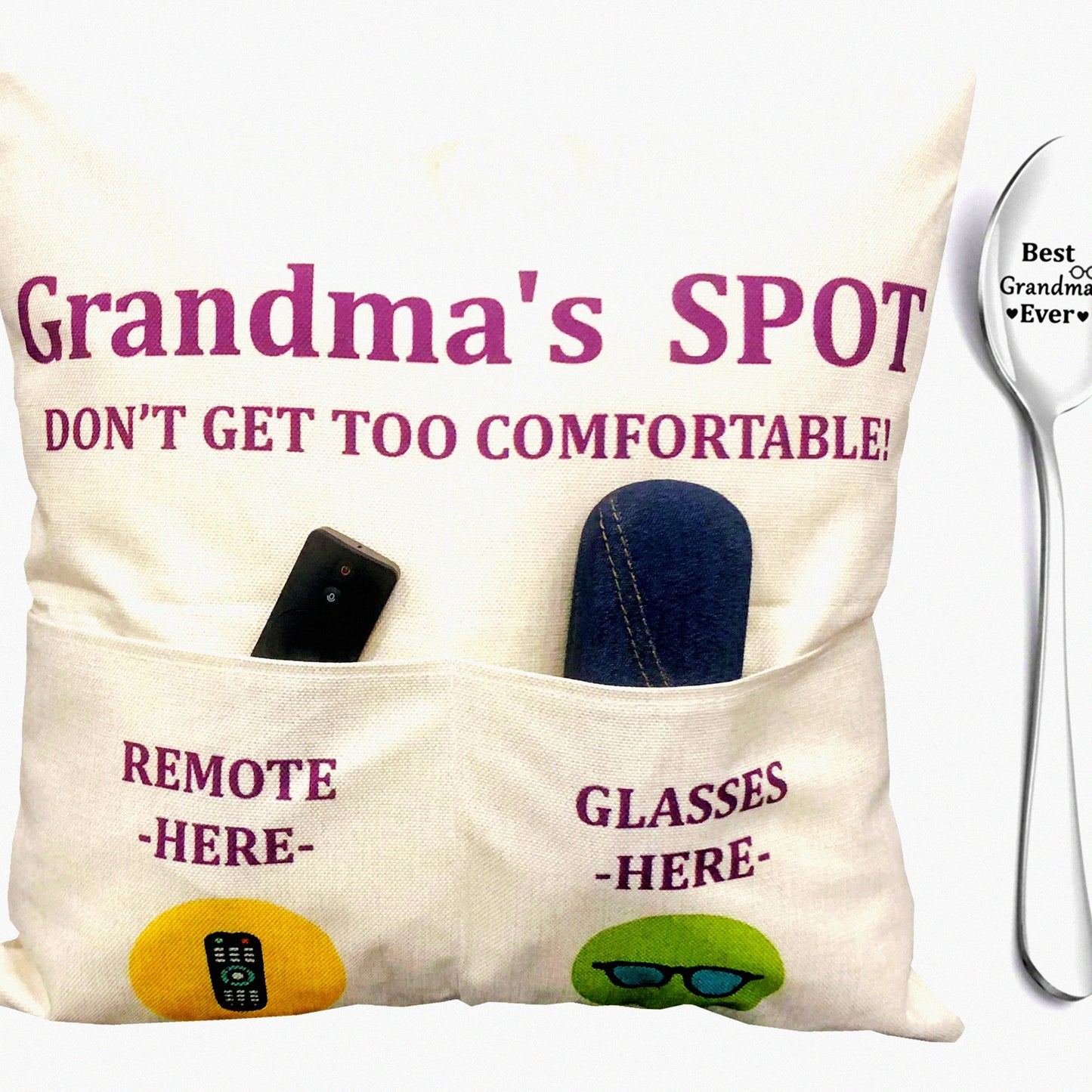 Engraved Family Love Pillow Covers - Set of 2, 18x18 Inch, Birthday & Anniversary Gifts for Grandma, Mom, Gigi, Nana, Mimi - Thanksgiving Special