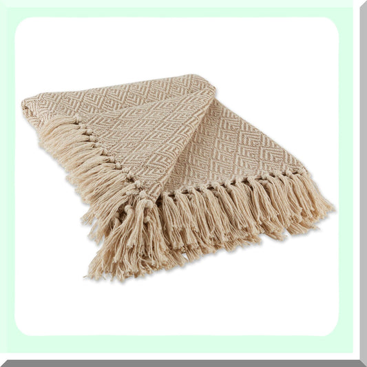 LuxWeave Stone Cotton Diamond Throw - 50x60