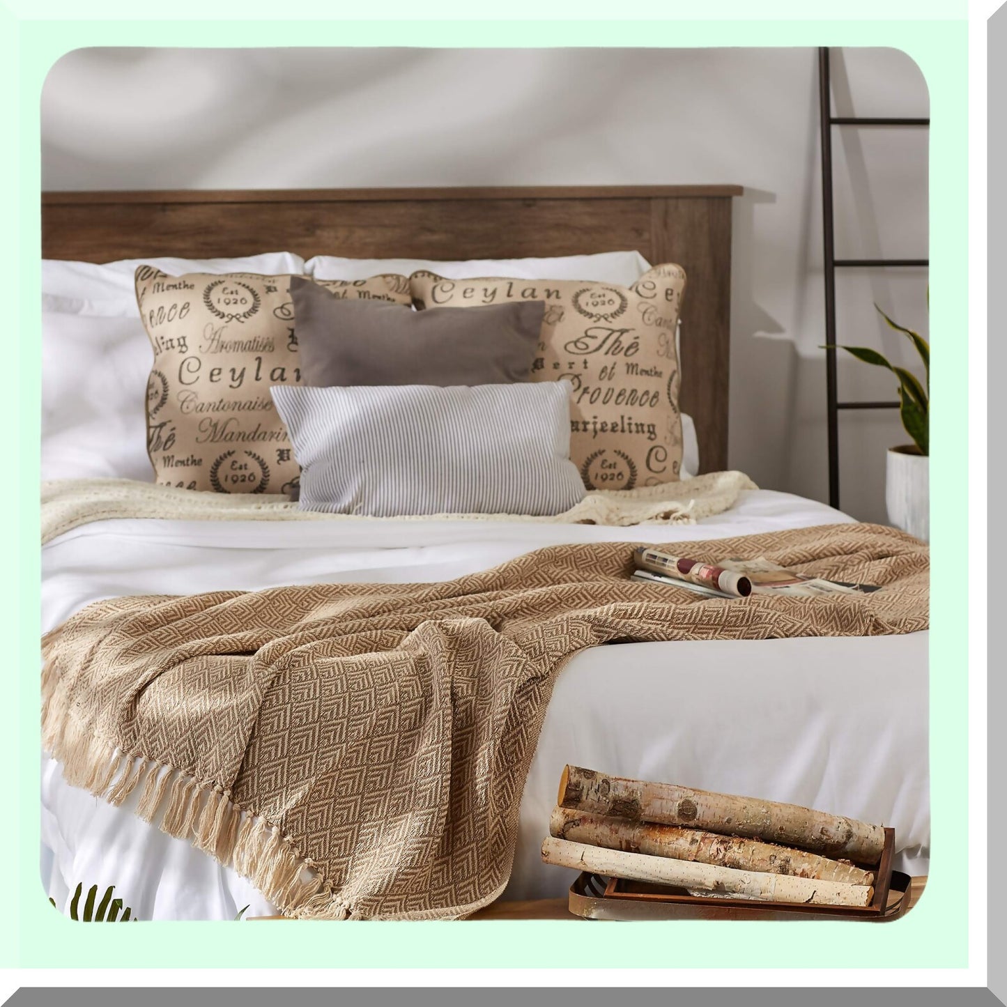 LuxWeave Stone Cotton Diamond Throw - 50x60