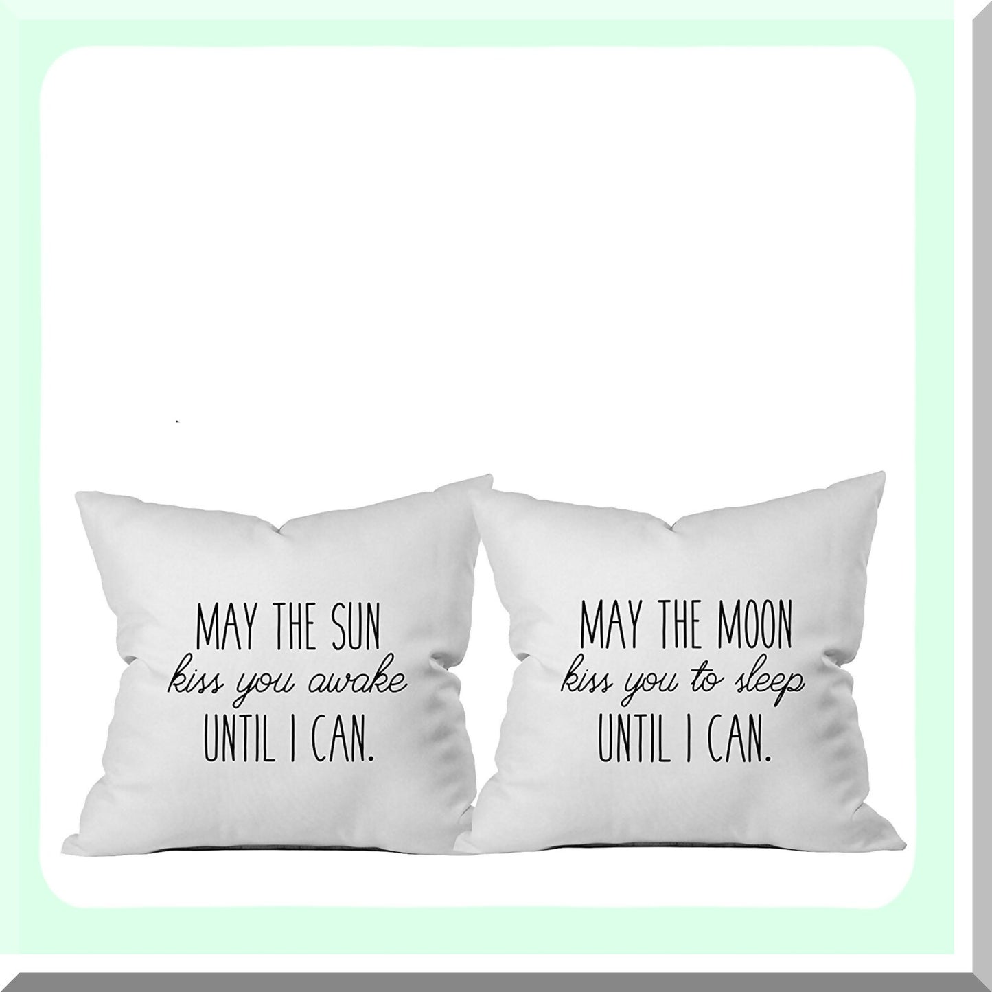 Sun & Moon Kiss Reversible Throw Pillow - 18x18 Long Distance Relationship Gift - Him & Her - Awake & Asleep - Love & Comfort - Decorative Cover