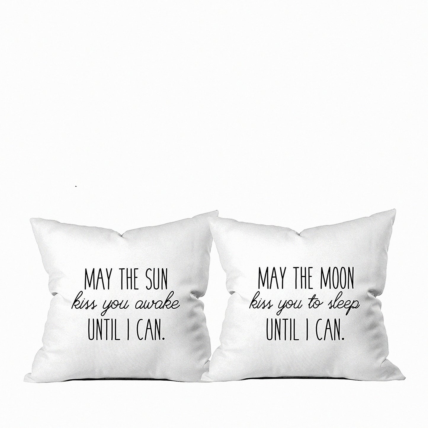 Sun & Moon Kiss Reversible Throw Pillow - 18x18 Long Distance Relationship Gift - Him & Her - Awake & Asleep - Love & Comfort - Decorative Cover