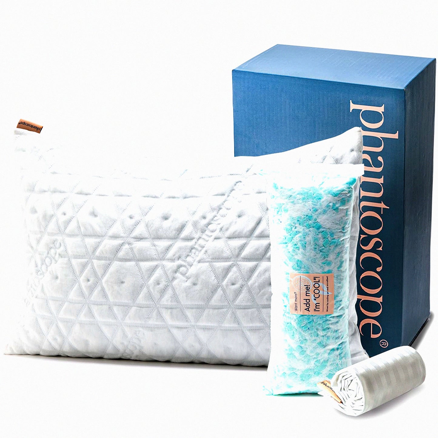 CoolDream Memory Foam Cooling Gel Pillow - Adjustable Firmness Bamboo & Cotton Cover - Queen Size - 1 Pack Gift Package - Hot Sleeper's Choice