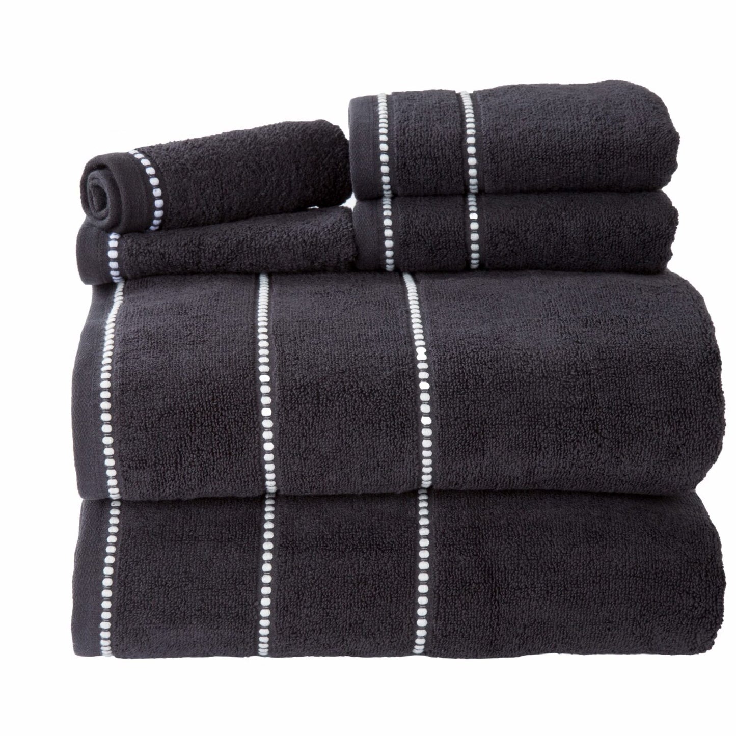 6-Piece Black Cotton Towel Set