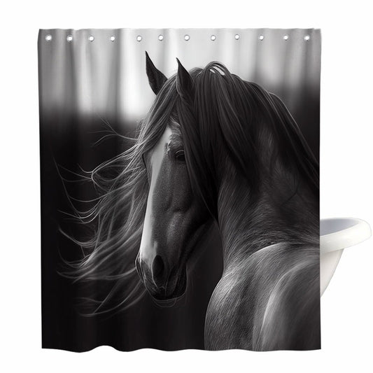 Art Horses Shower Curtain Grey 72x72 inches