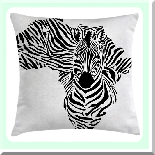 Savannah Monochrome Zebra Print Pillow Cover - Decorative Square Cushion Case with Camouflage Stripes Patterns - 20" X 20" Black White Accent
