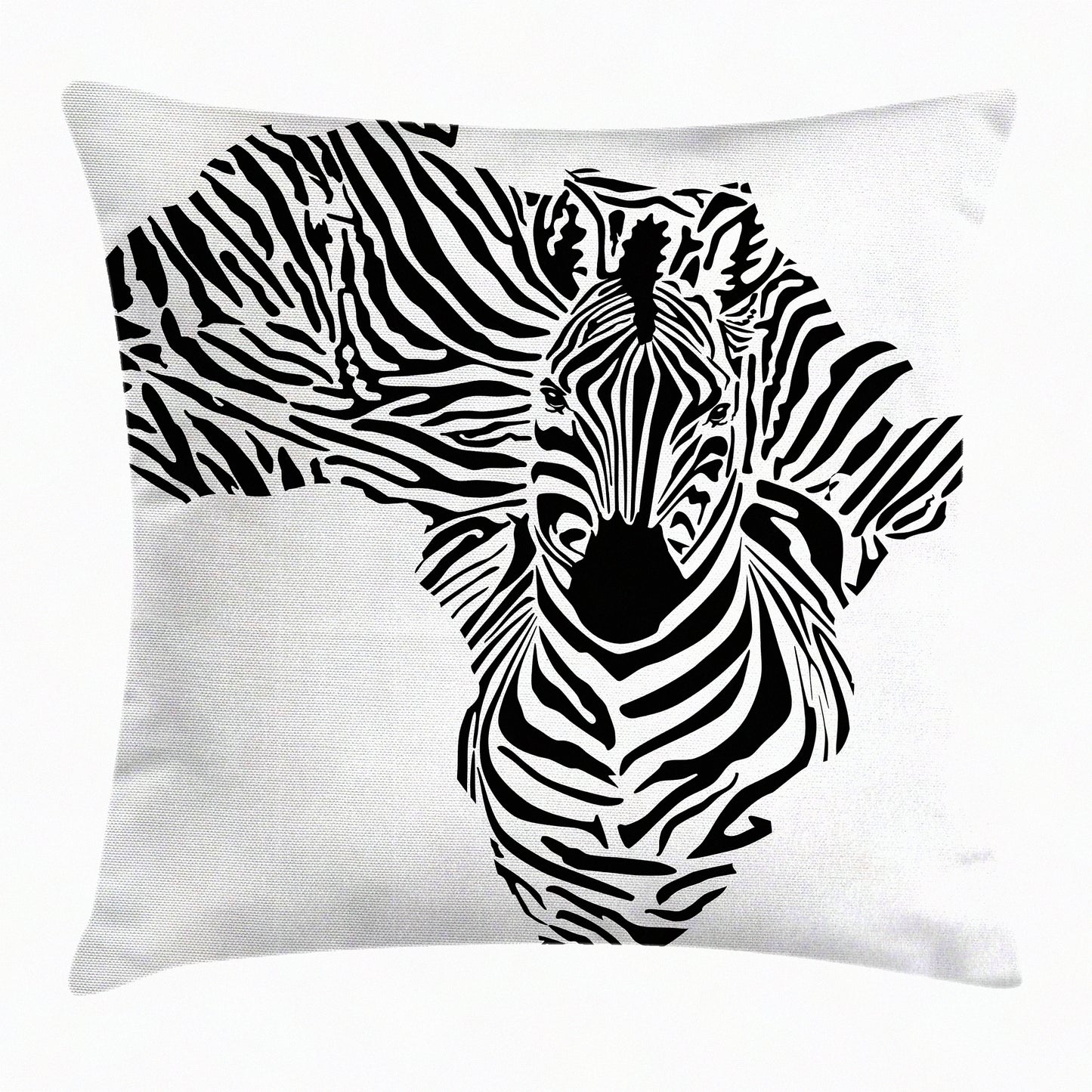 Savannah Monochrome Zebra Print Pillow Cover - Decorative Square Cushion Case with Camouflage Stripes Patterns - 20" X 20" Black White Accent