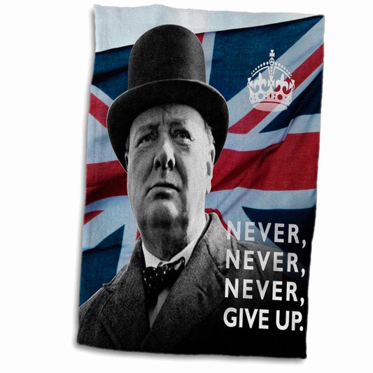 3D Rose Winston Churchill Hand Towel 15" x 22"