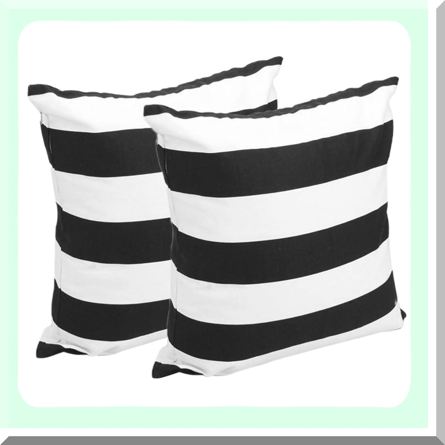 Velvet Stripe Pillowcase Set - Soft Square Throw Pillow Covers for Couch - Decorative Home Decor Gift - Black White Pattern - 18 Inch x 18 Inch
