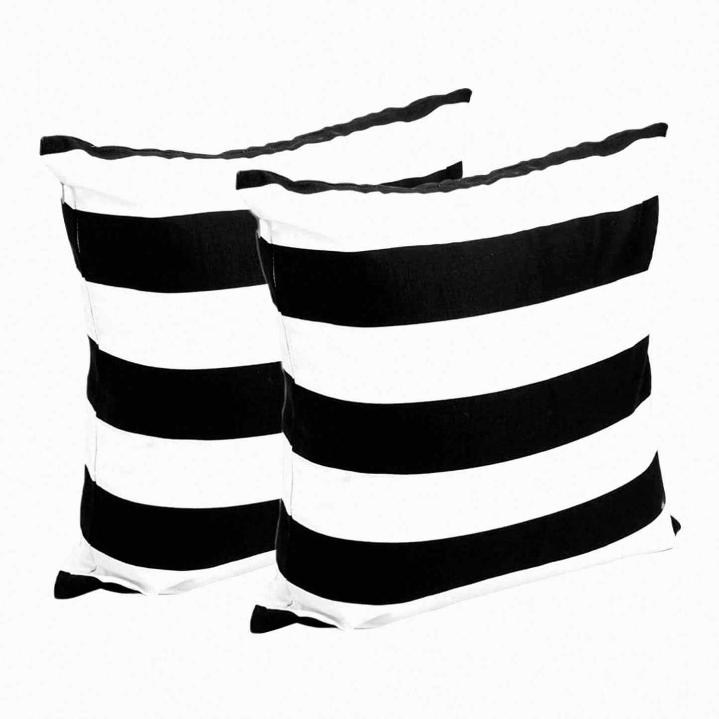 Velvet Stripe Pillowcase Set - Soft Square Throw Pillow Covers for Couch - Decorative Home Decor Gift - Black White Pattern - 18 Inch x 18 Inch