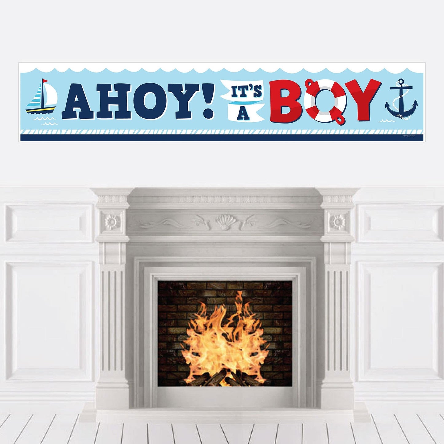 Nautical Baby Shower Banner for Boy Party Decorations