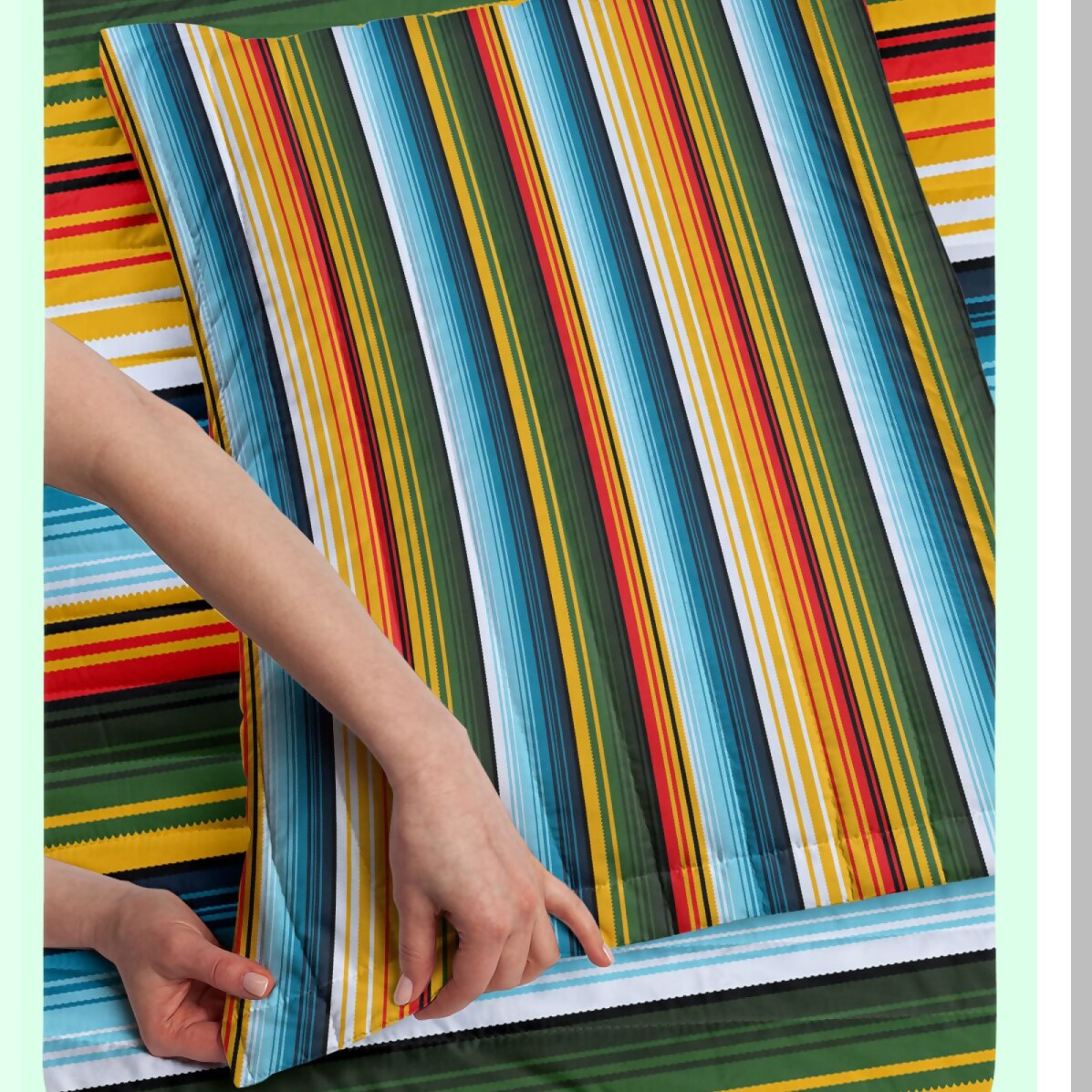 Sunshine Dreams Microfiber Bedspread Set - Mexican Inspired Handwoven Stripes Comforter with Pillow Shams - Queen Size Yellow Bedding Set