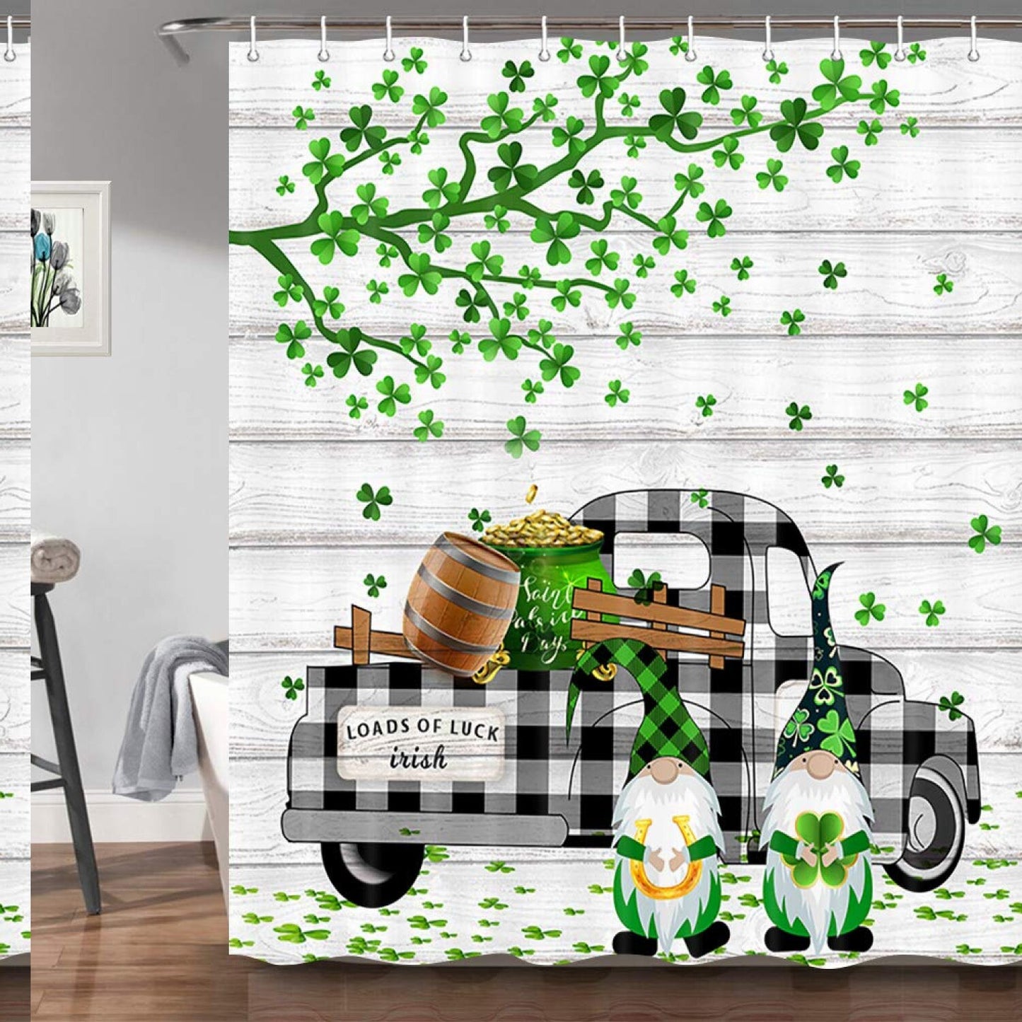 Rustic Farmhouse St. Patrick's Day Shower Curtain 69x70 Inches