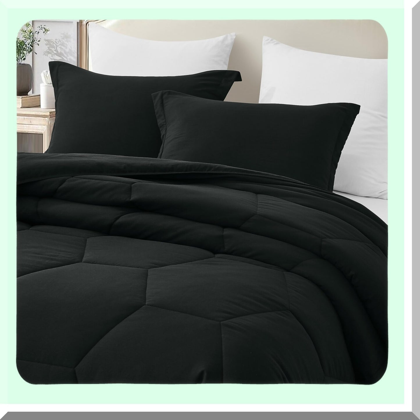 Honeycomb Geometric Oversized Comforter Set - Fluffy Soft Lightweight Bedding - Stone-Washed Microfiber - All Season 3-Piece Quilted Set