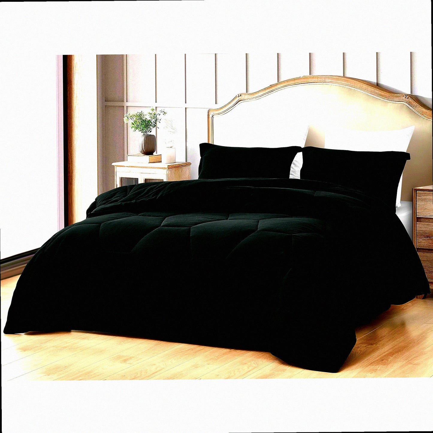 Honeycomb Geometric Oversized Comforter Set - Fluffy Soft Lightweight Bedding - Stone-Washed Microfiber - All Season 3-Piece Quilted Set