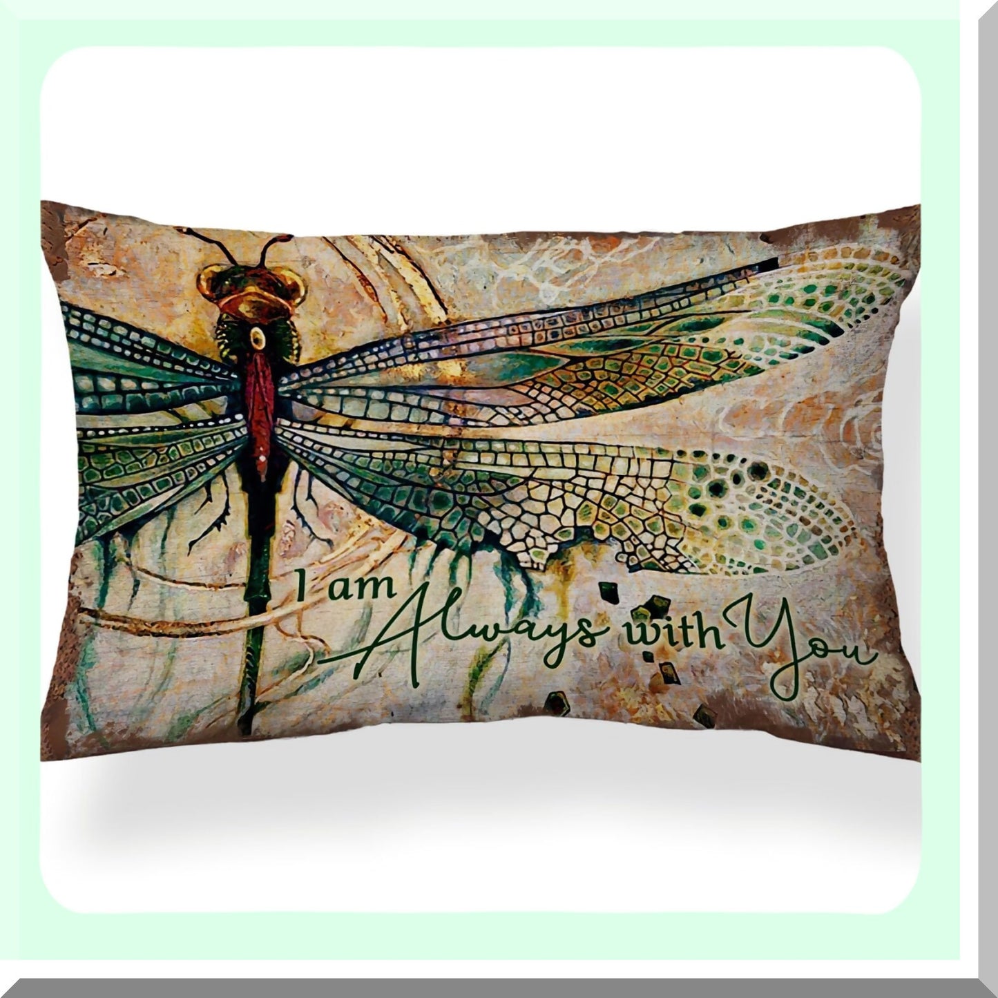 Dragonfly Blessings Throw Pillow - Inspirational Christian Decor - Memorial Gift for Her - Always with You Cushion Cover - 12x20 Inch