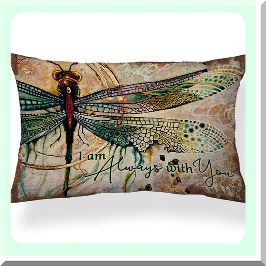Dragonfly Blessings Throw Pillow - Inspirational Christian Decor - Memorial Gift for Her - Always with You Cushion Cover - 12x20 Inch