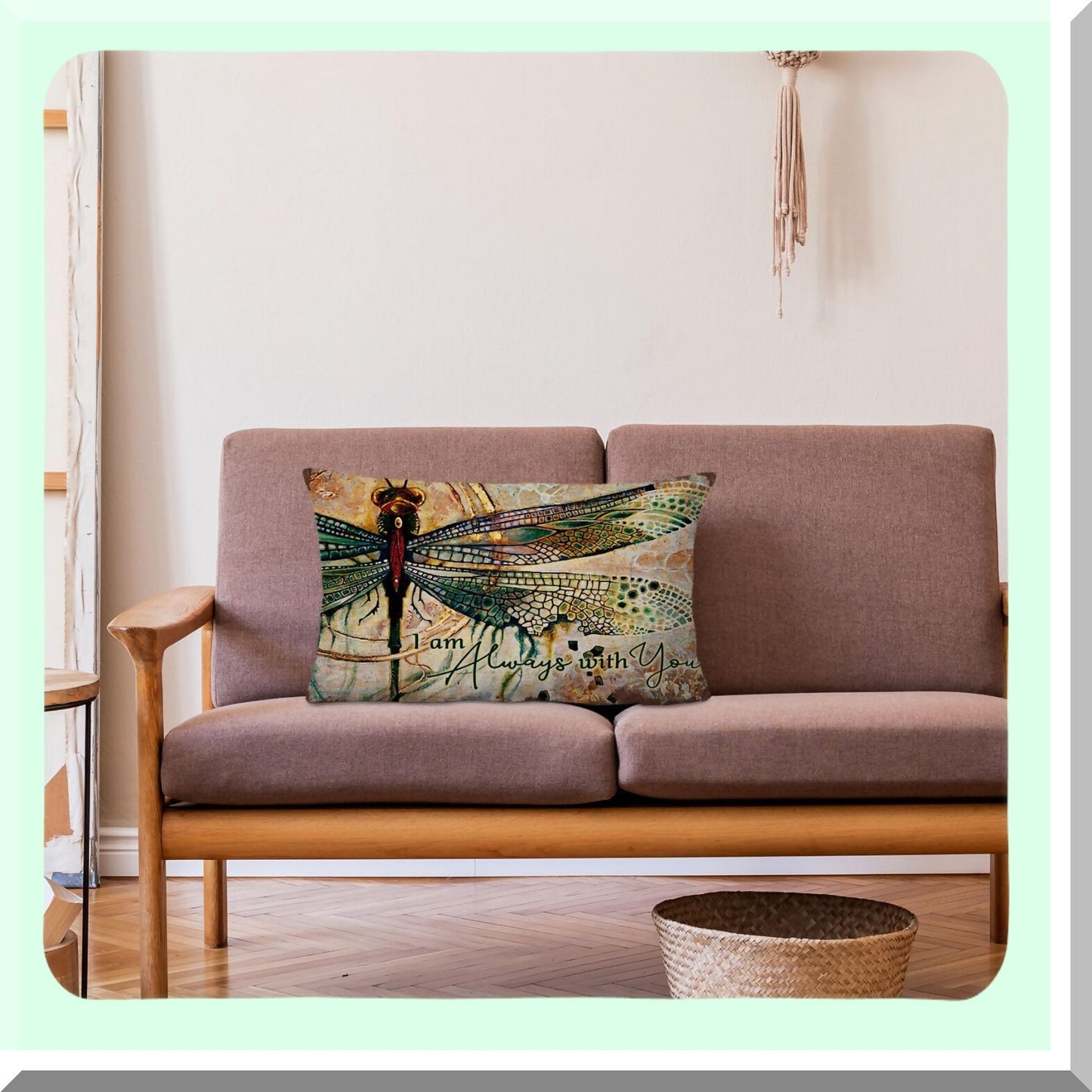 Dragonfly Blessings Throw Pillow - Inspirational Christian Decor - Memorial Gift for Her - Always with You Cushion Cover - 12x20 Inch