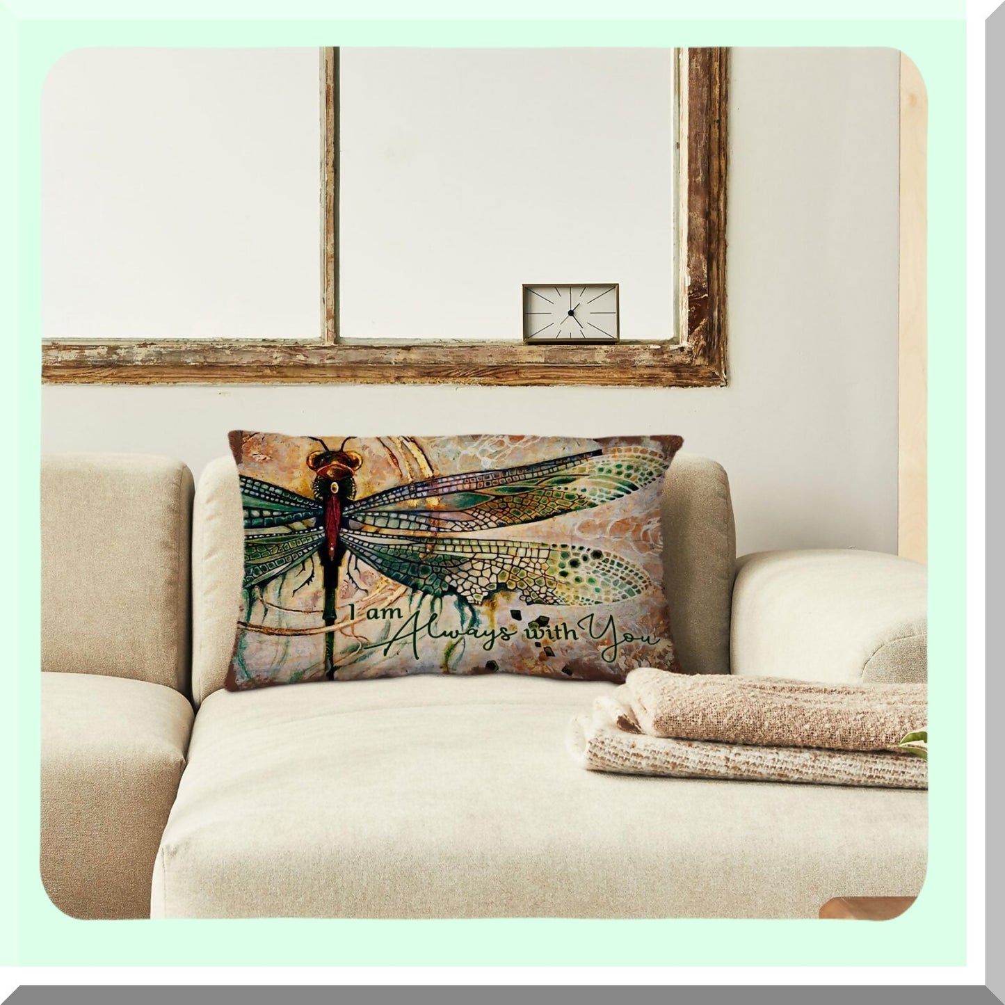 Dragonfly Blessings Throw Pillow - Inspirational Christian Decor - Memorial Gift for Her - Always with You Cushion Cover - 12x20 Inch