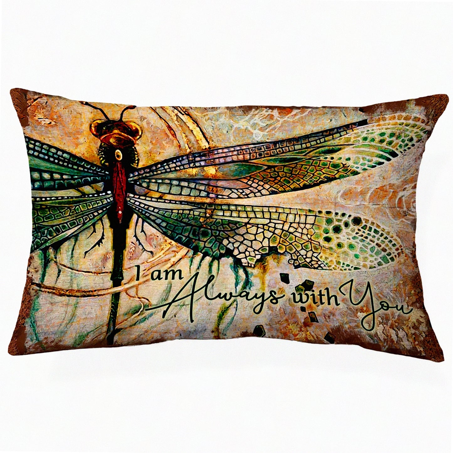 Dragonfly Blessings Throw Pillow - Inspirational Christian Decor - Memorial Gift for Her - Always with You Cushion Cover - 12x20 Inch