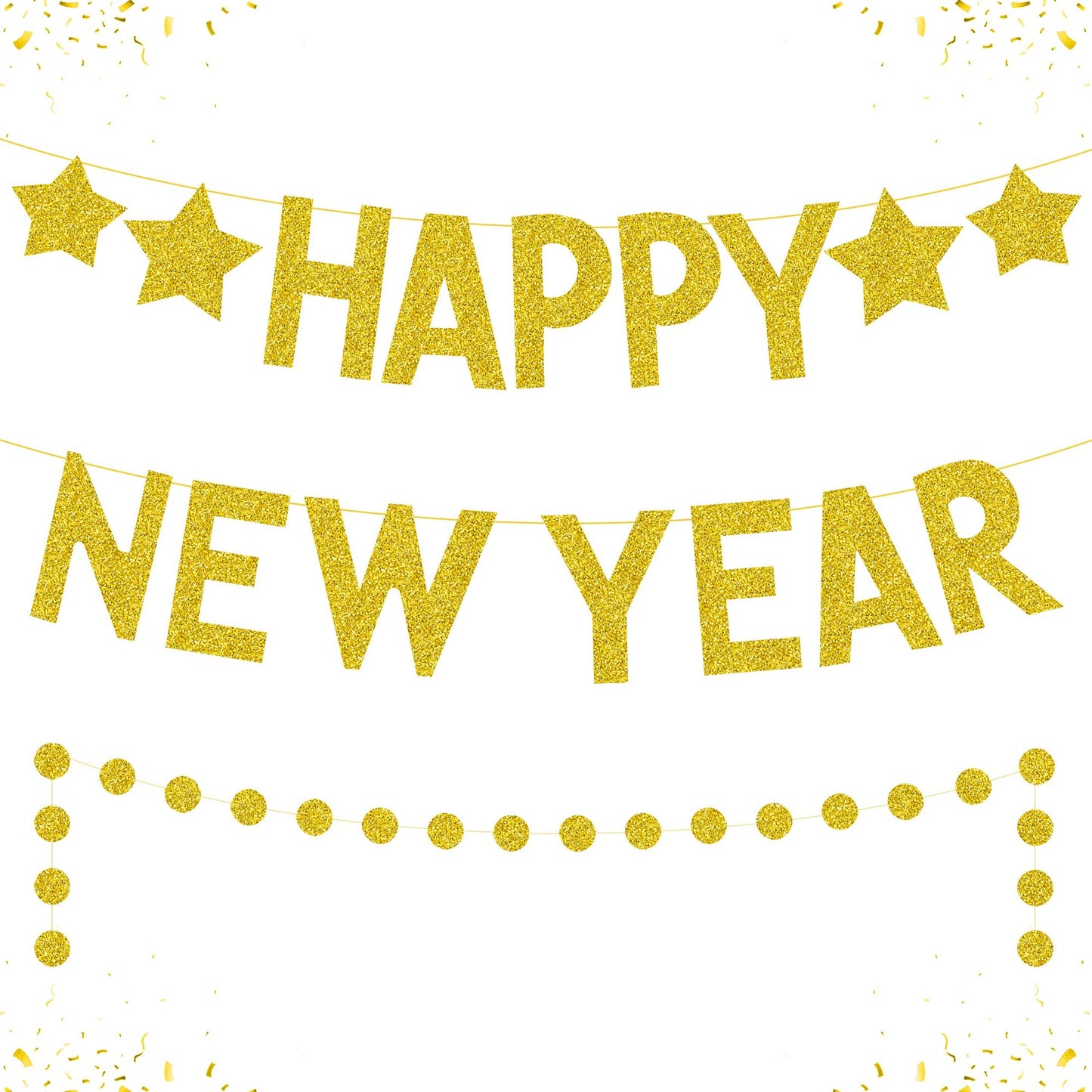 Glitter Happy New Year Banner 2024 Decorations