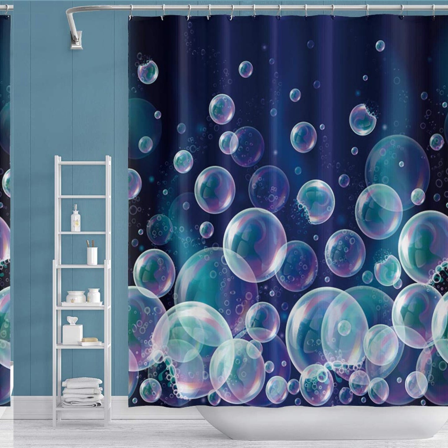 Colorful Bubbles 65x72in Shower Curtain with Hooks