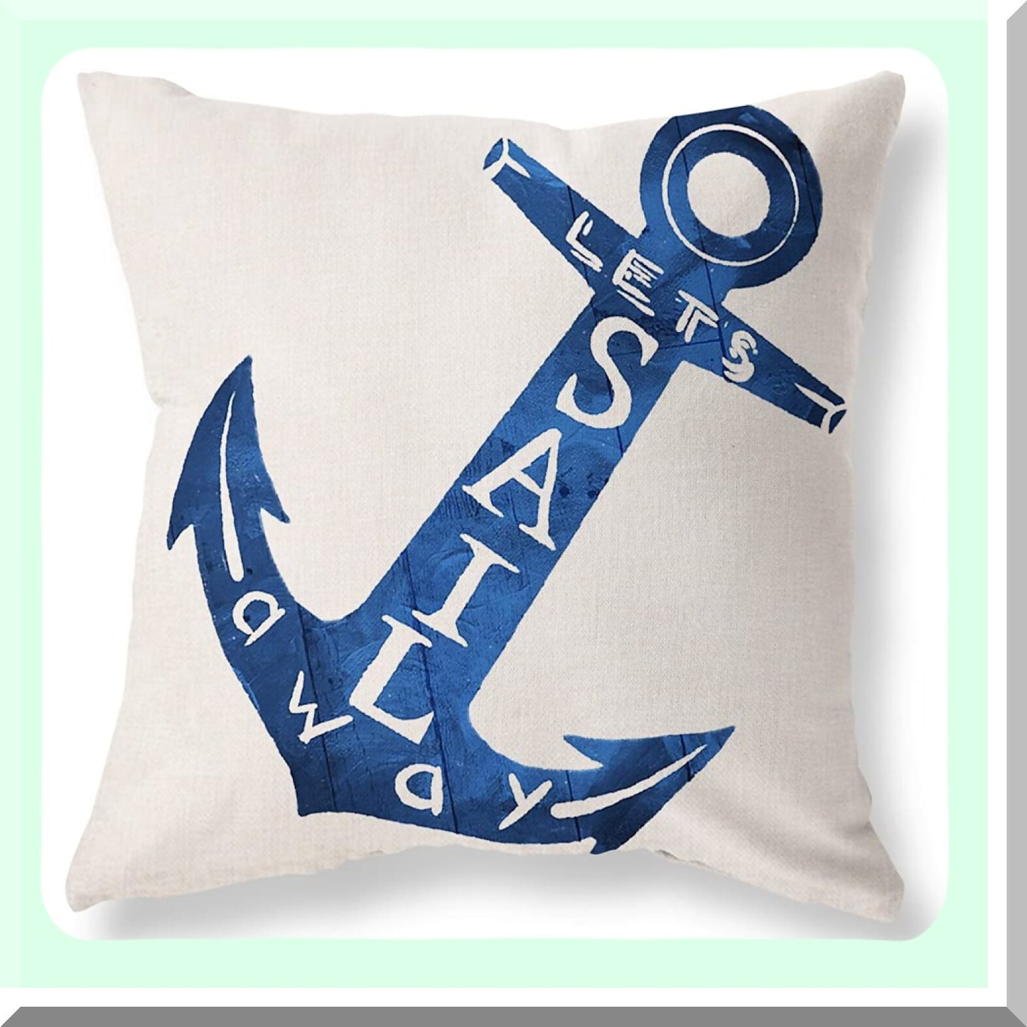 Ocean Breeze Anchor Pillow Covers - Set of 4 Navy Blue Nautical Throw Pillow Cases for Couch, Living Room, Sofa, Bed - Coastal Decorative Linen Cushion Covers 18x18 Square White Home Outdoor