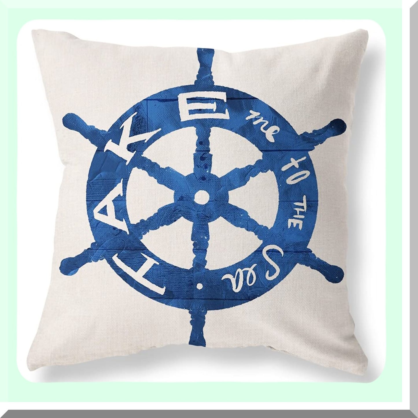 Ocean Breeze Anchor Pillow Covers - Set of 4 Navy Blue Nautical Throw Pillow Cases for Couch, Living Room, Sofa, Bed - Coastal Decorative Linen Cushion Covers 18x18 Square White Home Outdoor