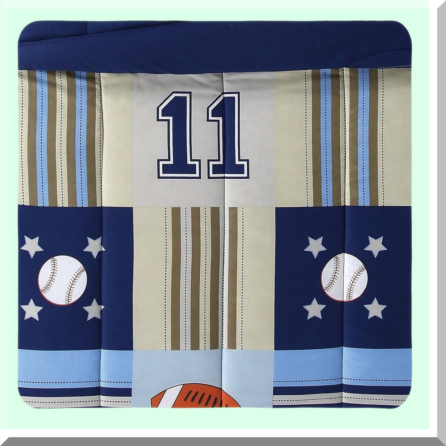 Sporty Denim Khaki Comforter Set - Full/Queen 3-Piece Bedding Ensemble - Athletic Bedroom Decor - Soft and Cozy Bedspread - All-Season Comforter