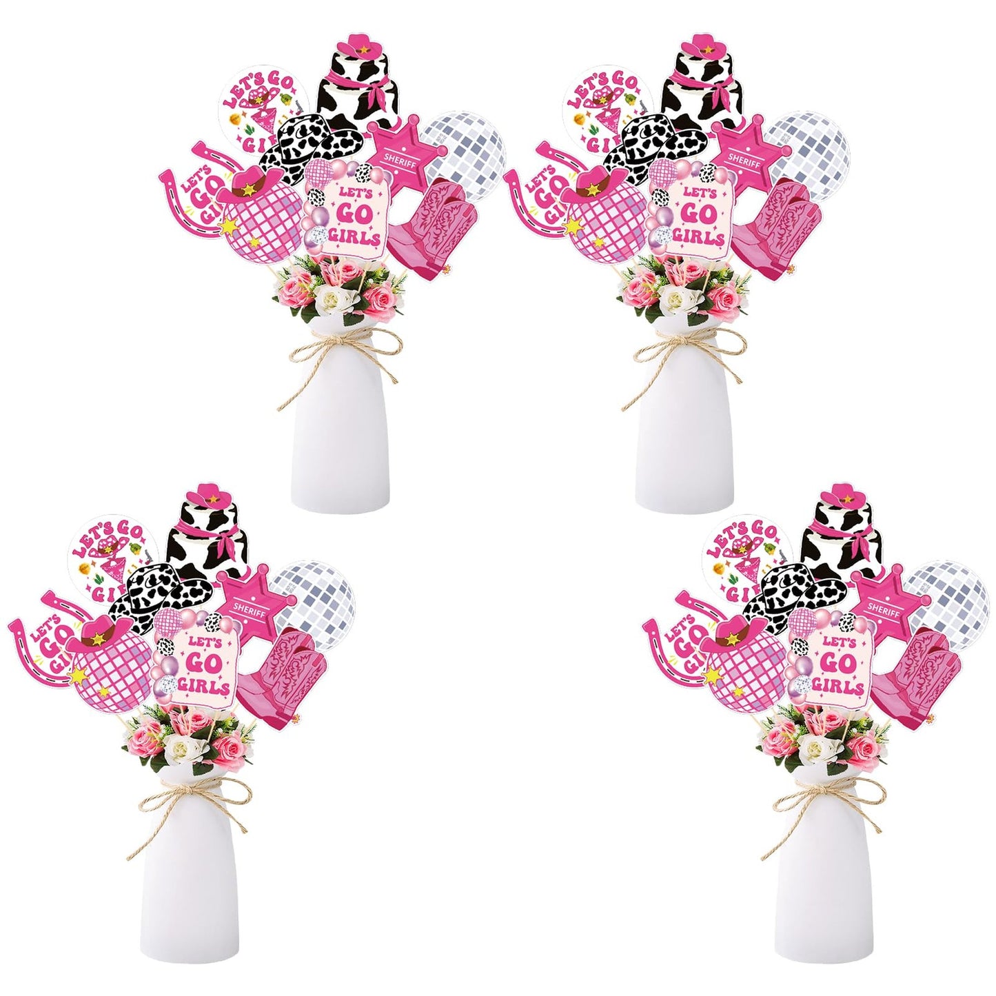 Cowgirl Party Table Toppers - 36PCS Disco Bachelorette Decorations for Tables - Lets Go Girls Centerpiece Sticks - Western Cowgirl Theme Décor