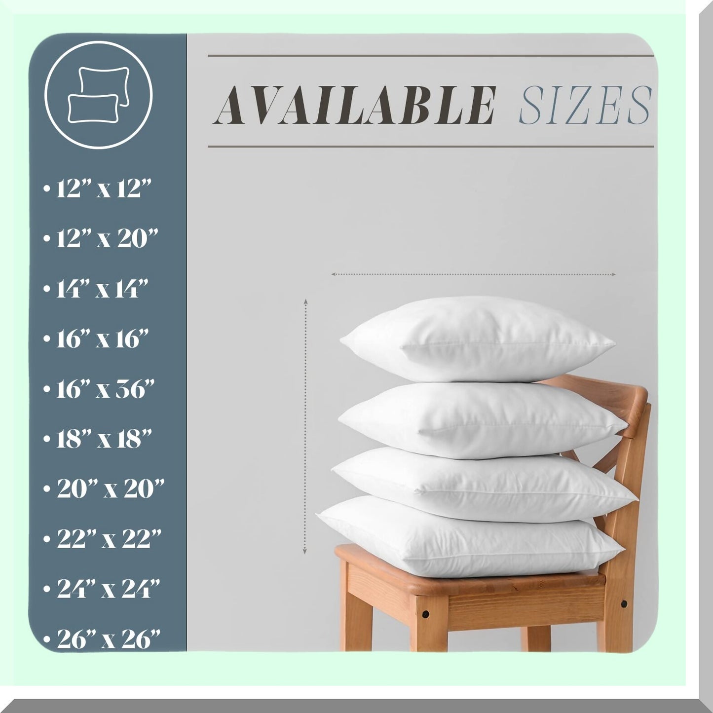 Premium Comfort 6-Pack Pillow Inserts - Poly-Cotton Shell, Siliconized Fiber Filling - 20 x 20 Inches, White - Set of 6 Pillows for Maximum Comfort