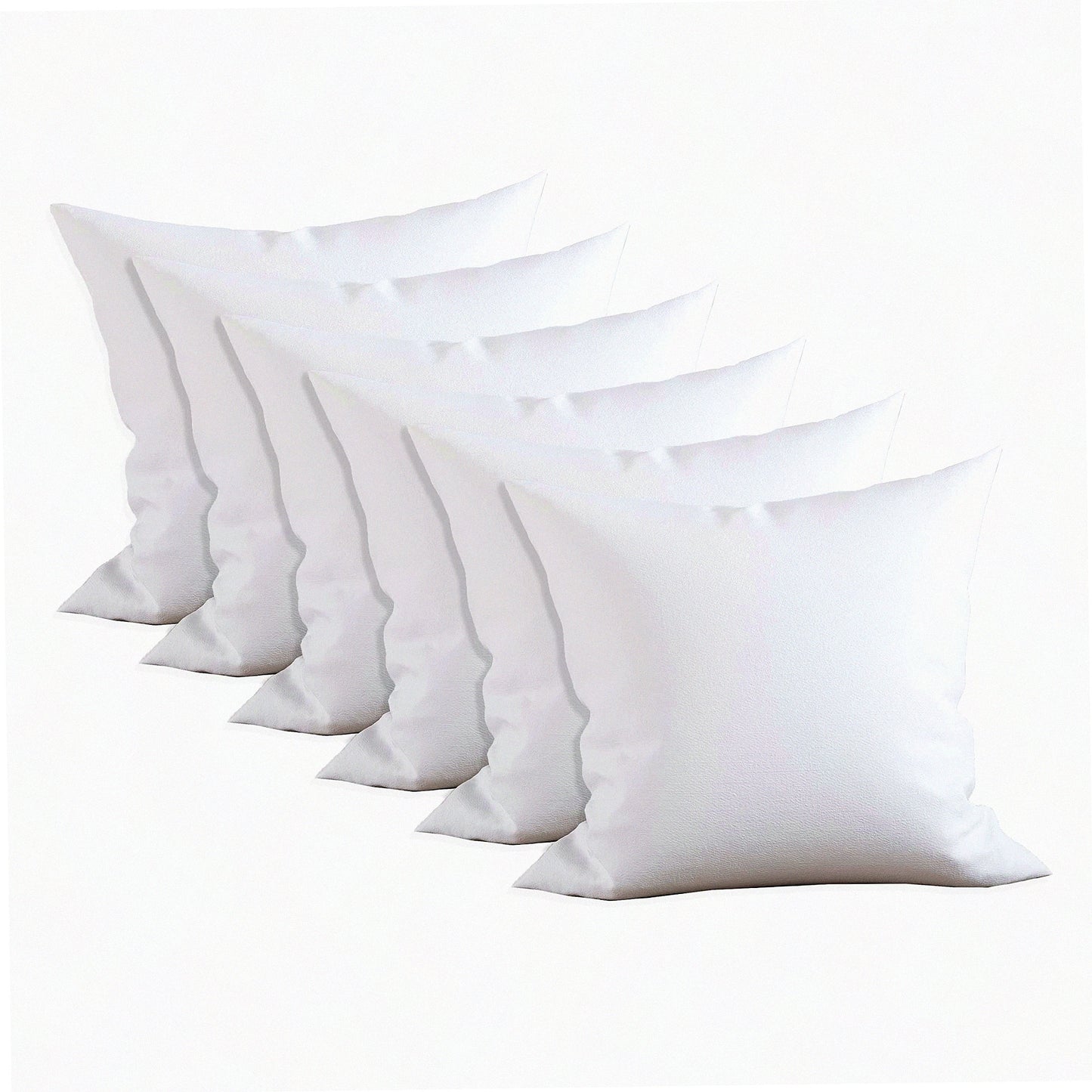 Premium Comfort 6-Pack Pillow Inserts - Poly-Cotton Shell, Siliconized Fiber Filling - 20 x 20 Inches, White - Set of 6 Pillows for Maximum Comfort