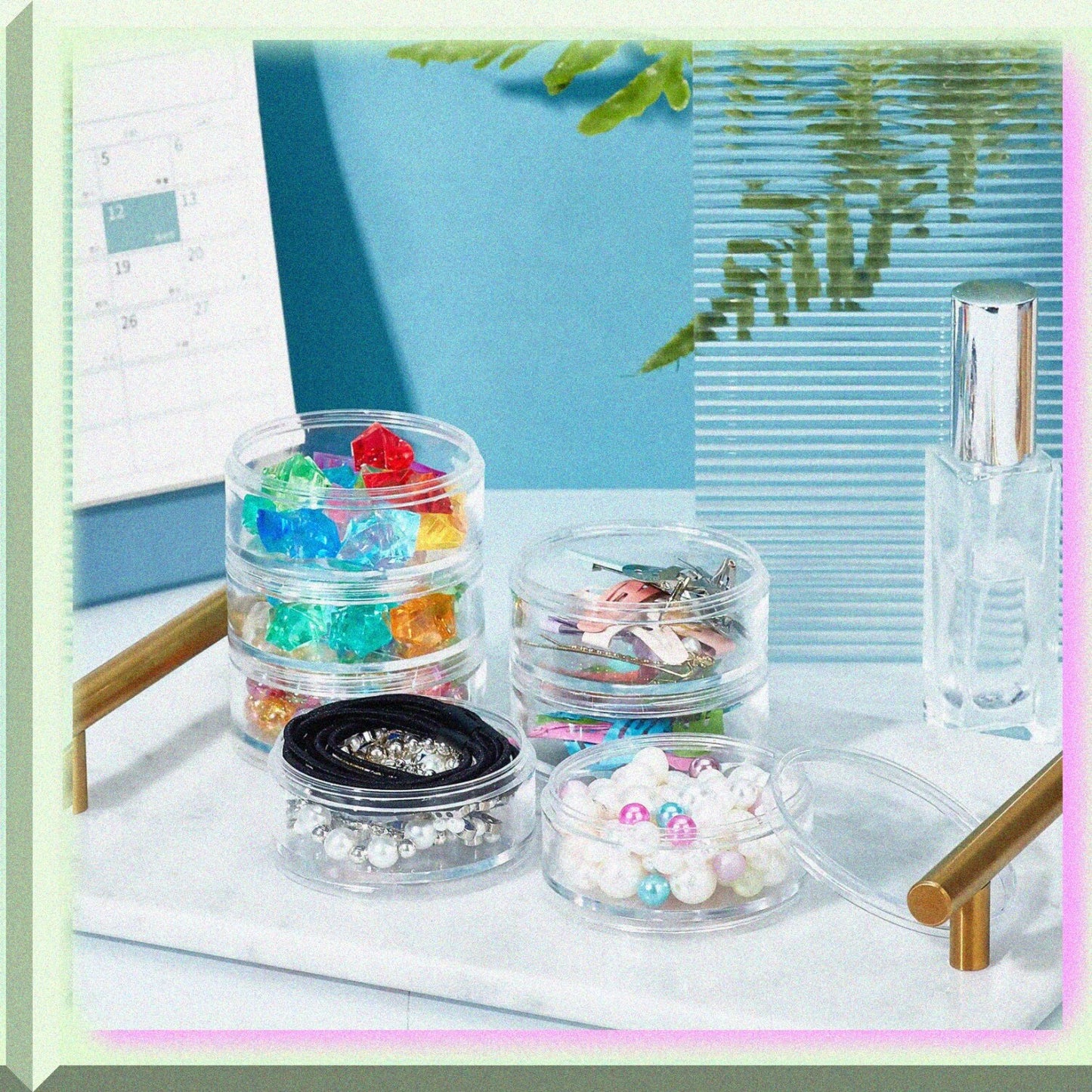 2 Sets 5-Layer Cylinder Stackable Bead Containers 15ml