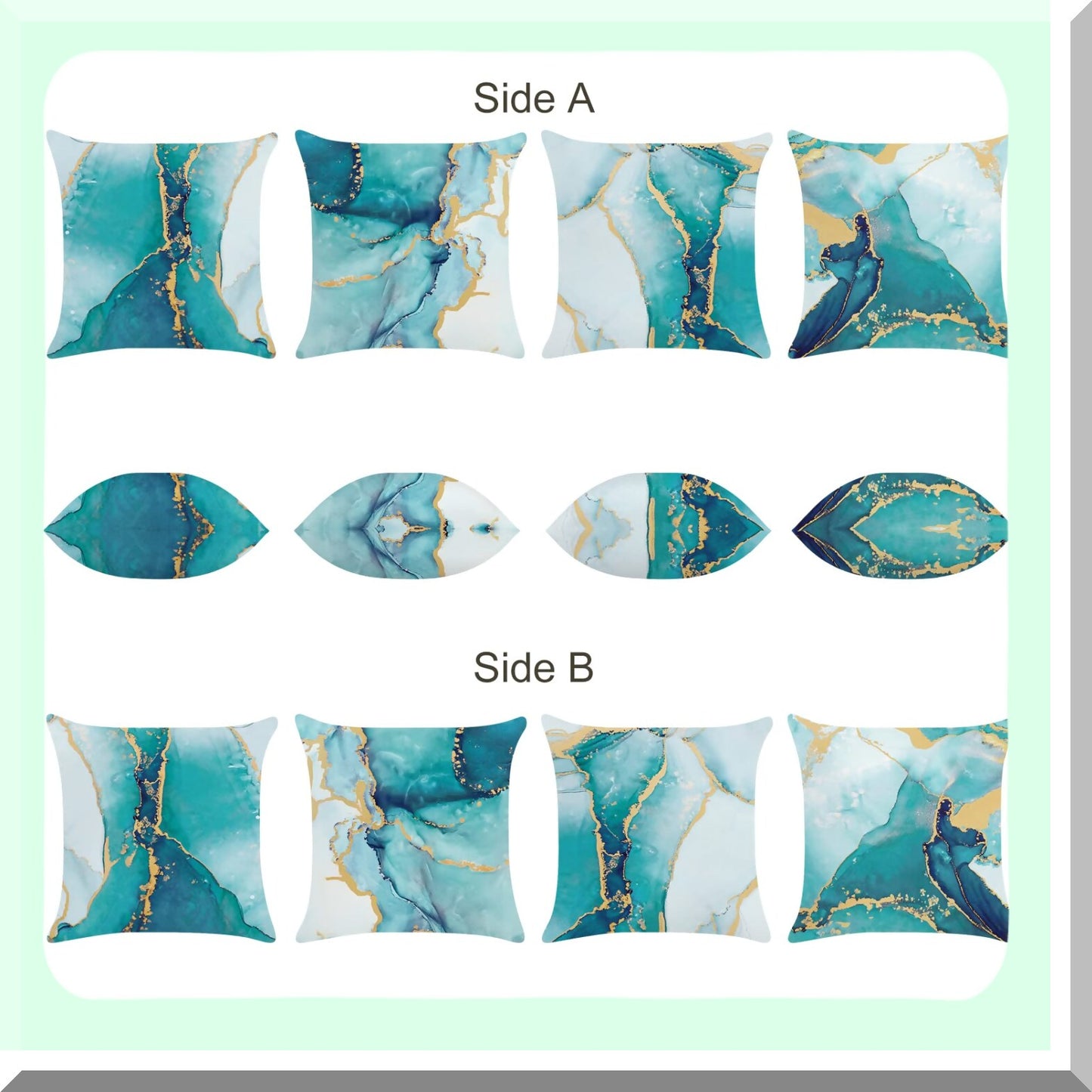 Teal Gold Abstract Art Velvet Pillow Covers - Set of 4 - 20x20 Inch - Modern Decorative Cushion Cases for Couch Sofa Bed - Outdoor Home Decor