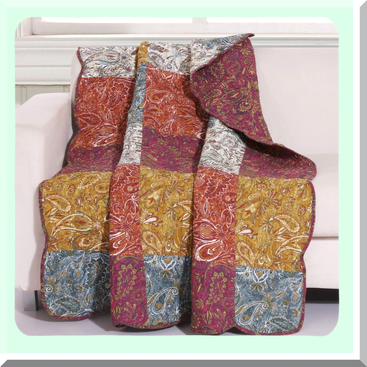 PaisleyDreams Quilted Cotton Throw Blanket - Spice Comfort Edition