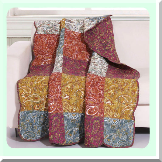 PaisleyDreams Quilted Cotton Throw Blanket - Spice Comfort Edition