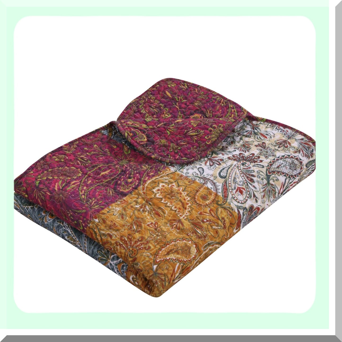 PaisleyDreams Quilted Cotton Throw Blanket - Spice Comfort Edition